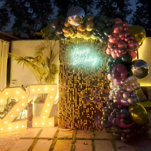 27th Birthday Gold Sequin Panel Decor – Luxury Celebrations