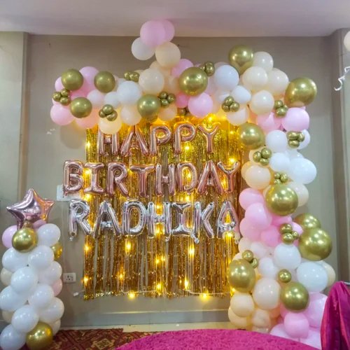 Elegant Pink Balloon Theme Best Birthday Decoration at Home