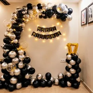 Black Silver Balloon Decoration