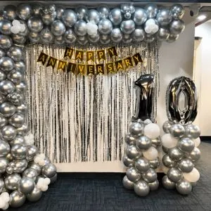 Silver Chrome Balloon Backdrop