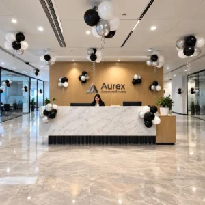 Simple Black & Silver Balloon Reception Decor